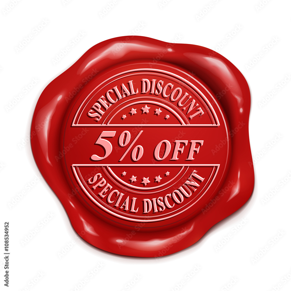 five percent off 3d red wax seal five percent off 3d red wax seal