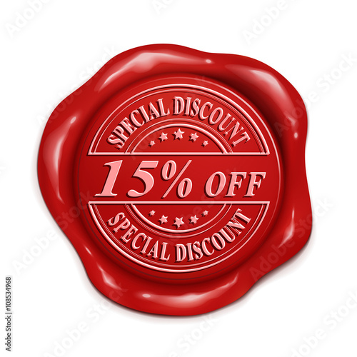 fifteen percent off 3d red wax seal