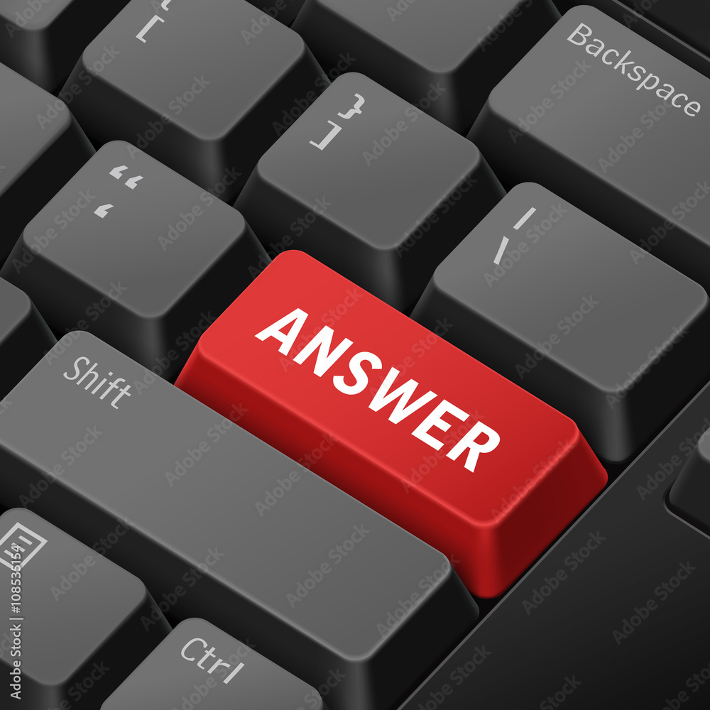 answer concept with 3d computer keyboard answer concept with 3d computer keyboard
