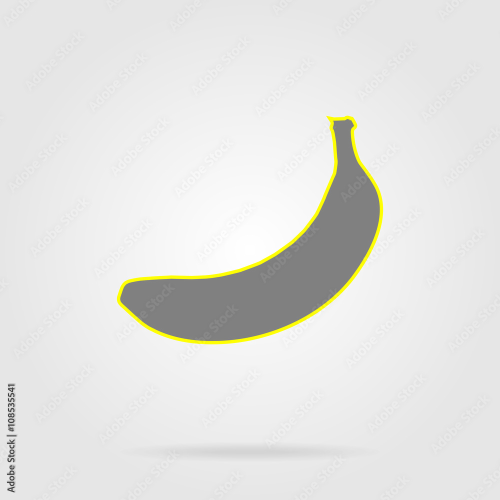 Banana flat icon. Monochrome banana with color, contrast, bright
