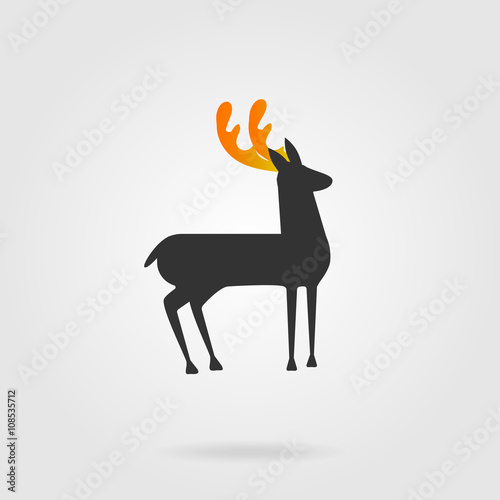  Monochrome deer with color, contrast, bright horns. Vector illu photo