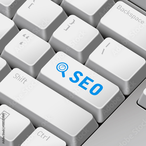 seo concept with 3d computer keyboard