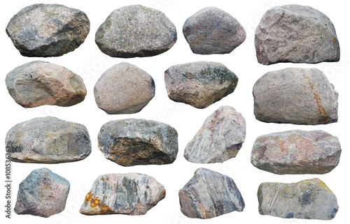 Sixteen big granite stones photo