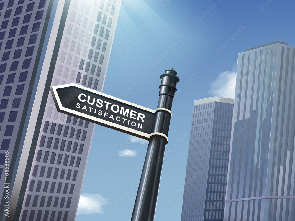 Fototapeta premium 3d road sign saying customer satisfaction