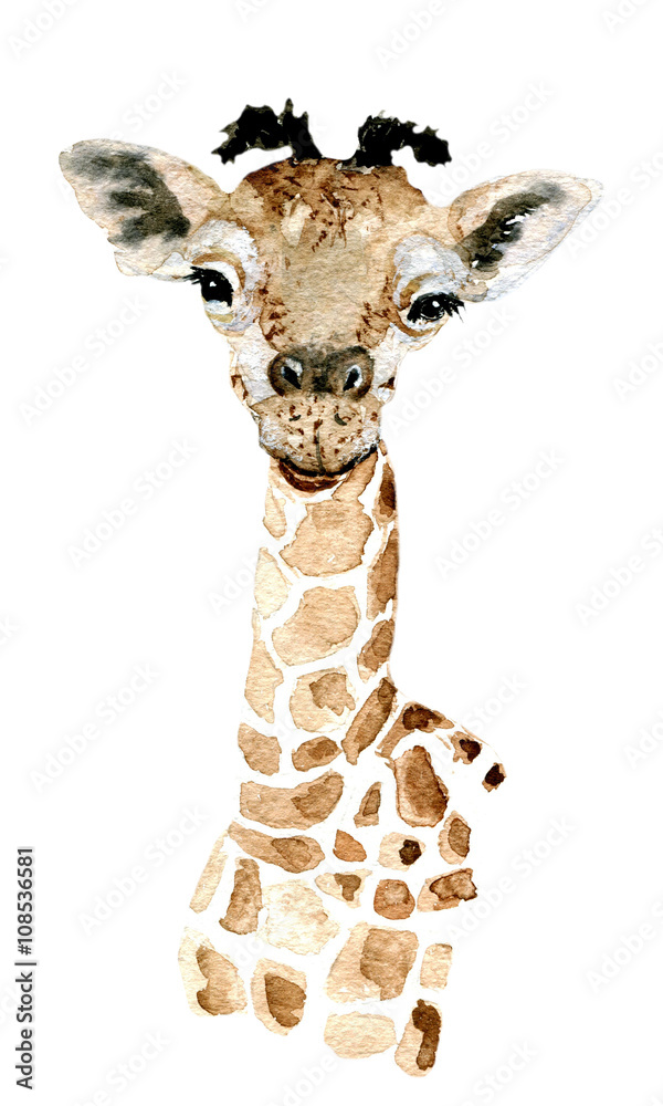 Naklejka premium Giraffe. Watercolor painting. Can be used for postcards, prints and design