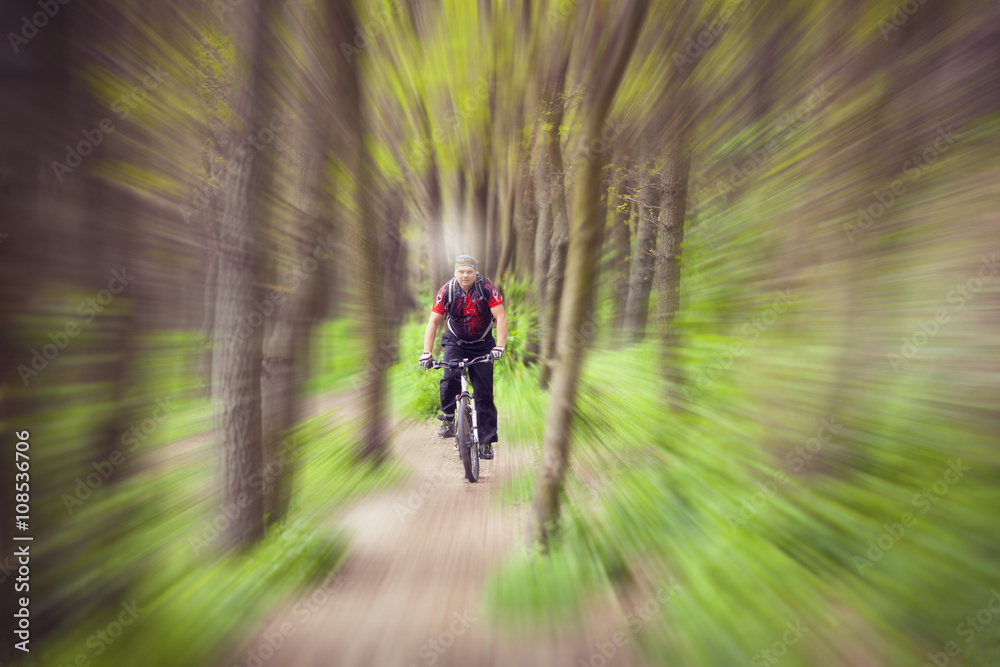 Fototapeta premium Rider in action at Freestyle Mountain Bike Session.