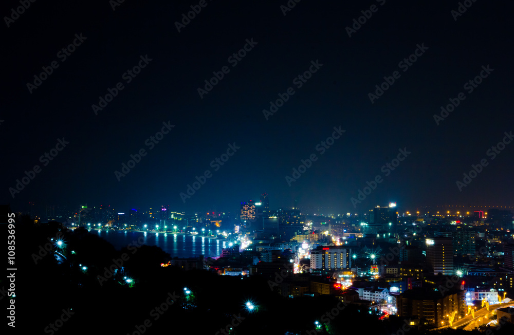 Night view of Pattaya bay