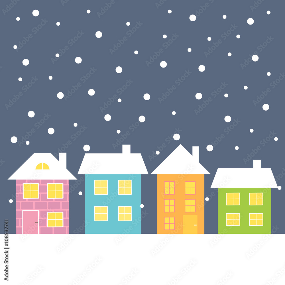 Colorful houses at winter