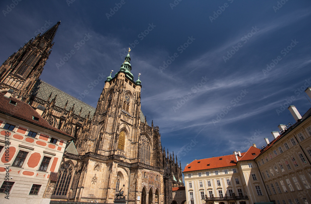 Saint Vitus Cathedral and other historical  buildings of Prague Castle complex, Czech Republic
