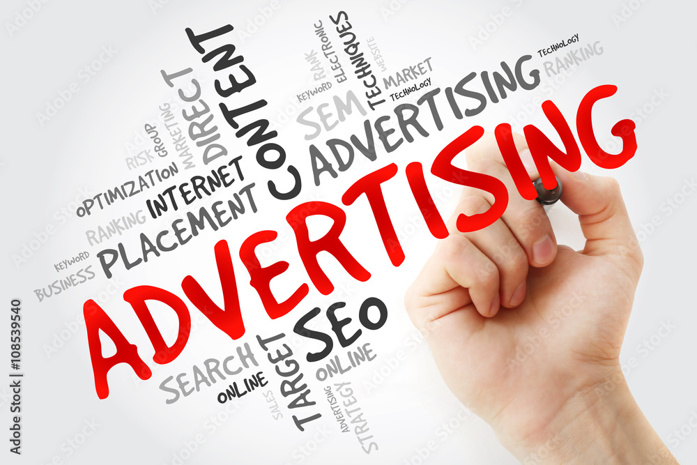 Hand writing ADVERTISING word cloud, business concept Hand writing ADVERTISING word cloud, business concept