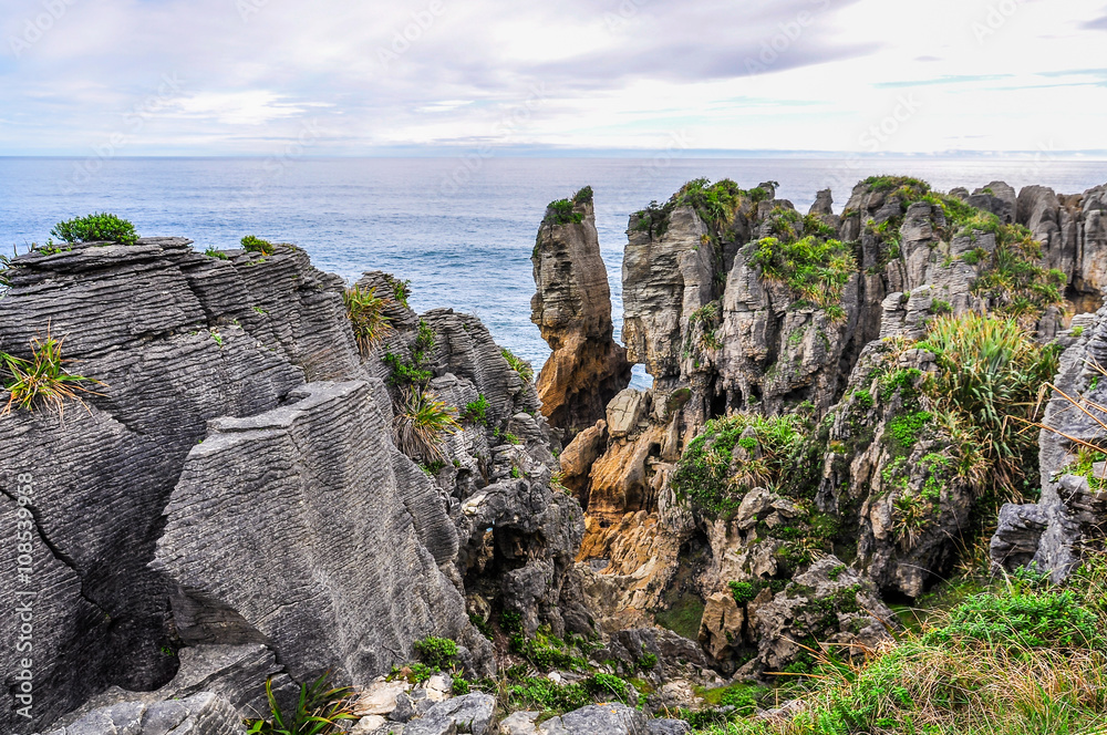 Pancake rocks in Punakaiki, New Zealand