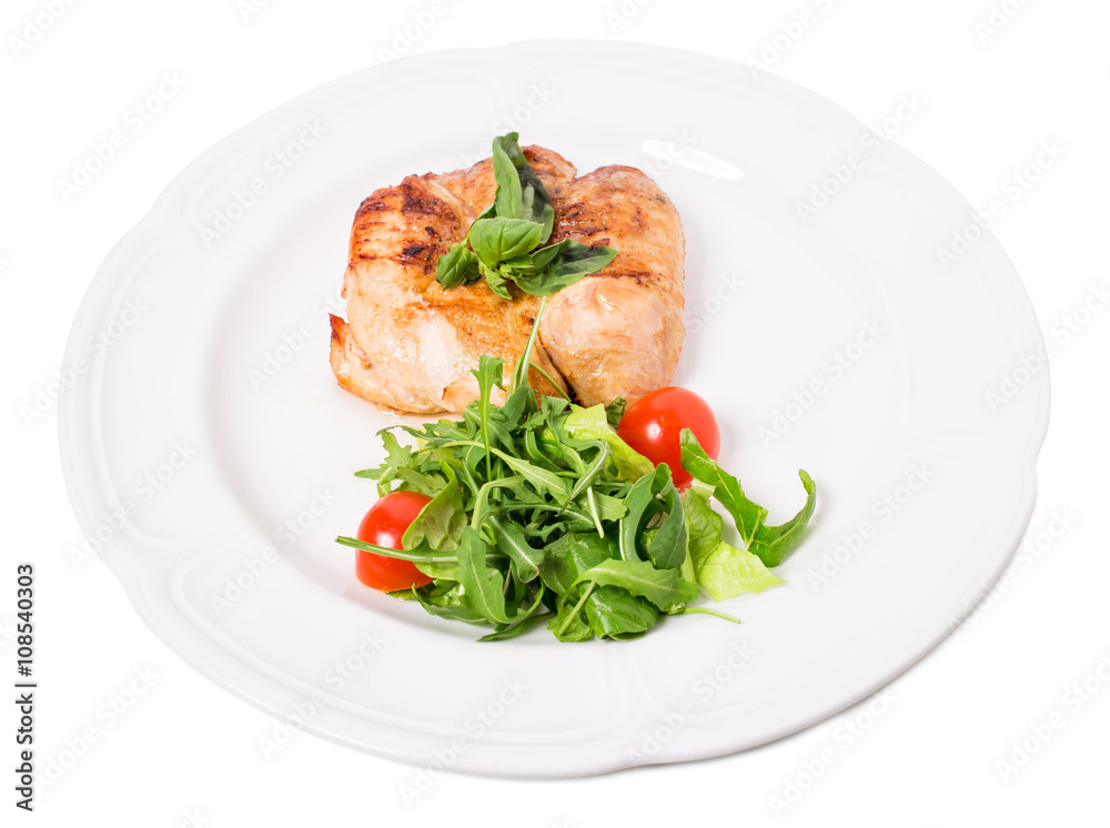 Grilled chicken fillet with tomatoes cherry. Grilled chicken fillet with tomatoes cherry.