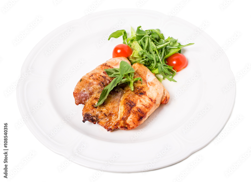Grilled chicken fillet with tomatoes cherry. Grilled chicken fillet with tomatoes cherry.