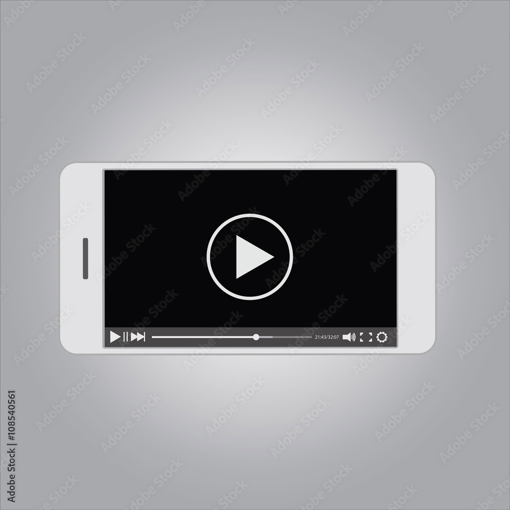 Video player on the screen of the Smartphone Video player on the screen of the Smartphone