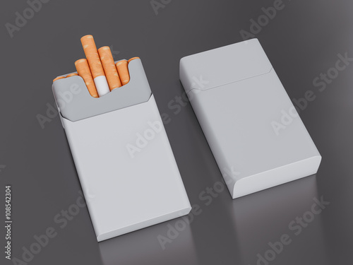 Open and close  pack of cigarettes on grey  background