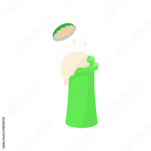 Top of open beer bottle icon, cartoon style