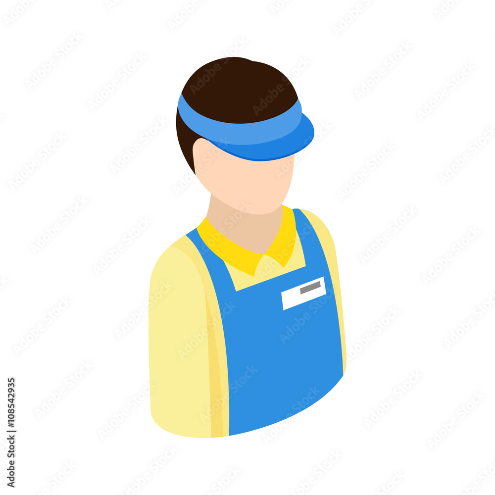 Cashier in supermarket icon, isometric 3d style Cashier in supermarket icon, isometric 3d style