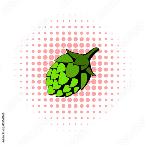 Green hop icon, comics style 
