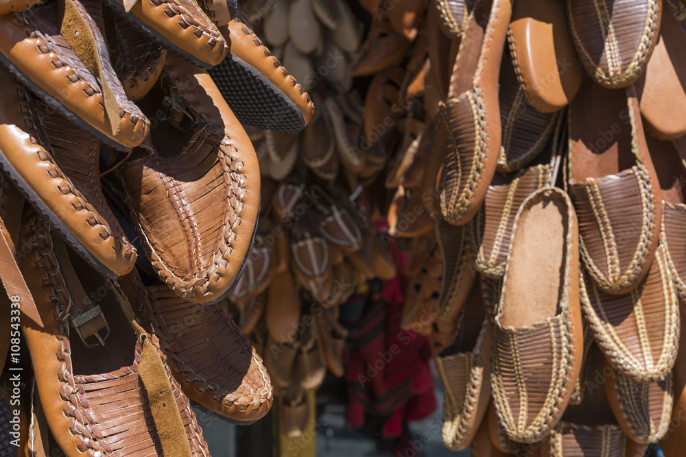 Traditional leather shoes, Skopje, Macedonia. Stock Photo | Adobe Stock