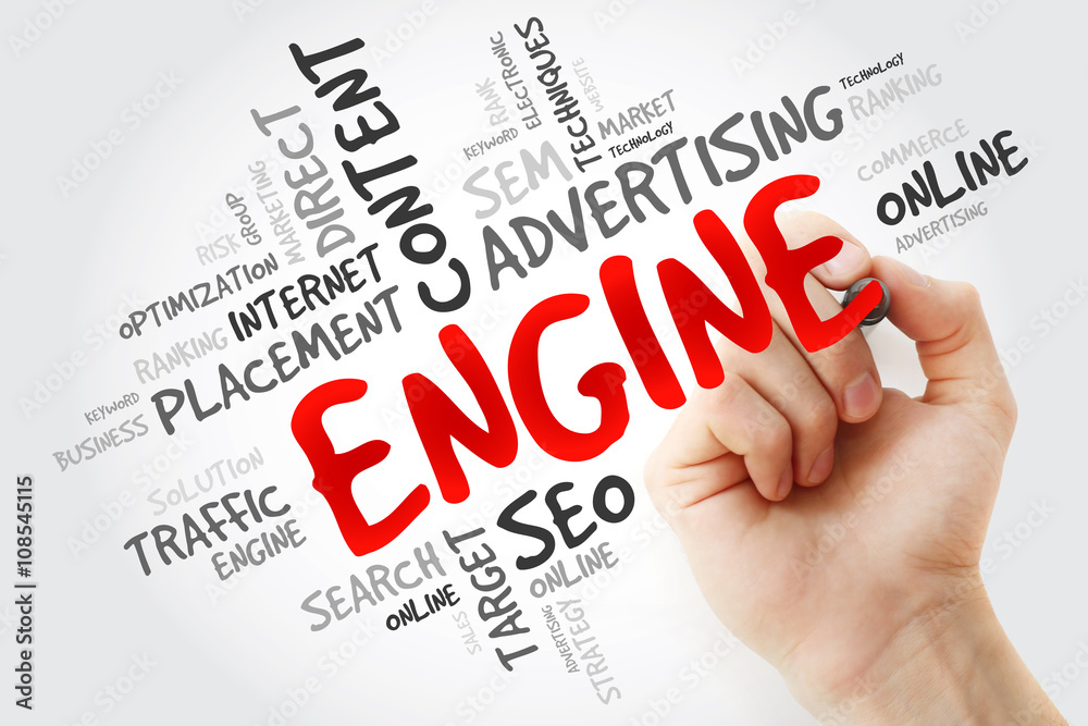 Hand writing ENGINE word cloud, business concept Hand writing ENGINE word cloud, business concept