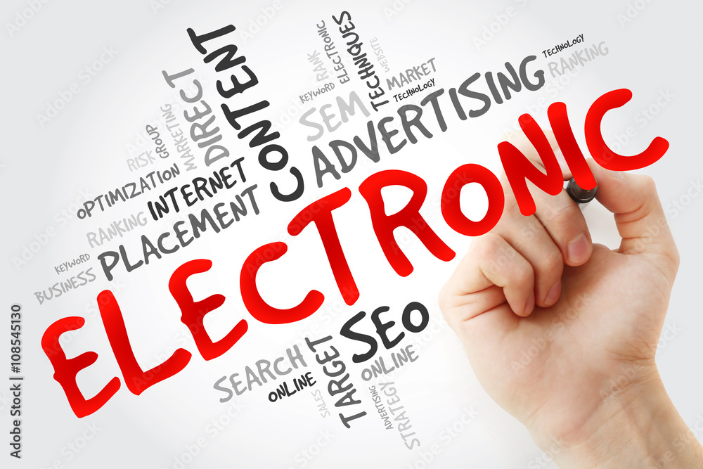 Hand writing ELECTRONIC word cloud, business concept Hand writing ELECTRONIC word cloud, business concept
