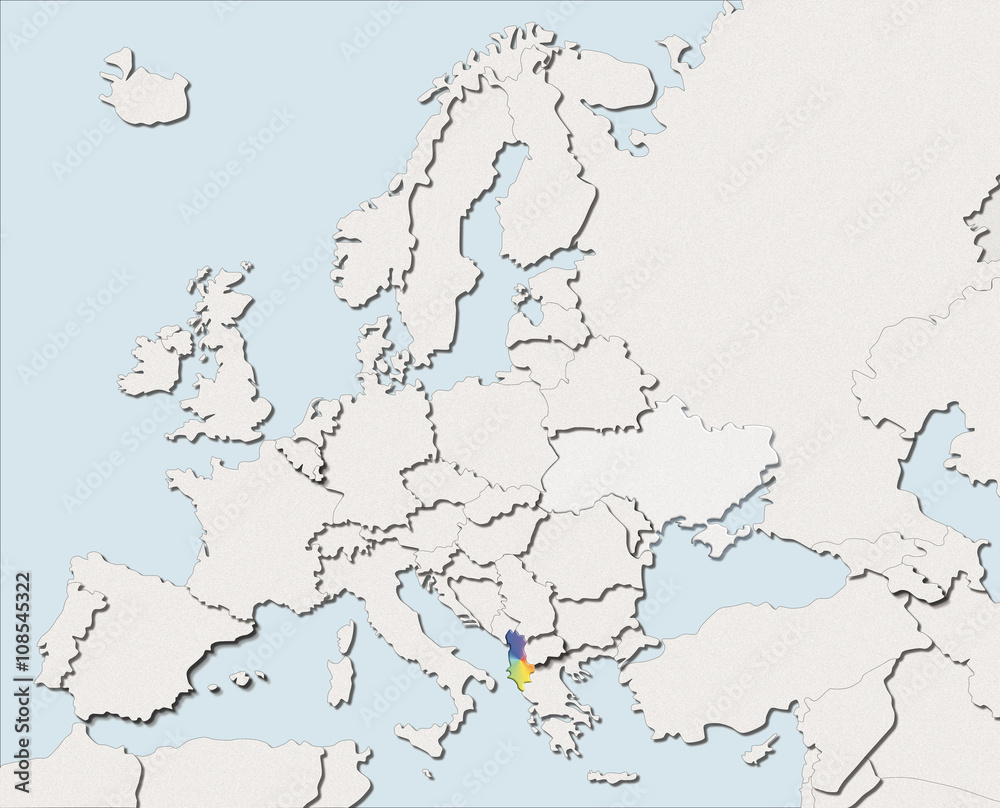 Mappa EU bianca e colore Albania