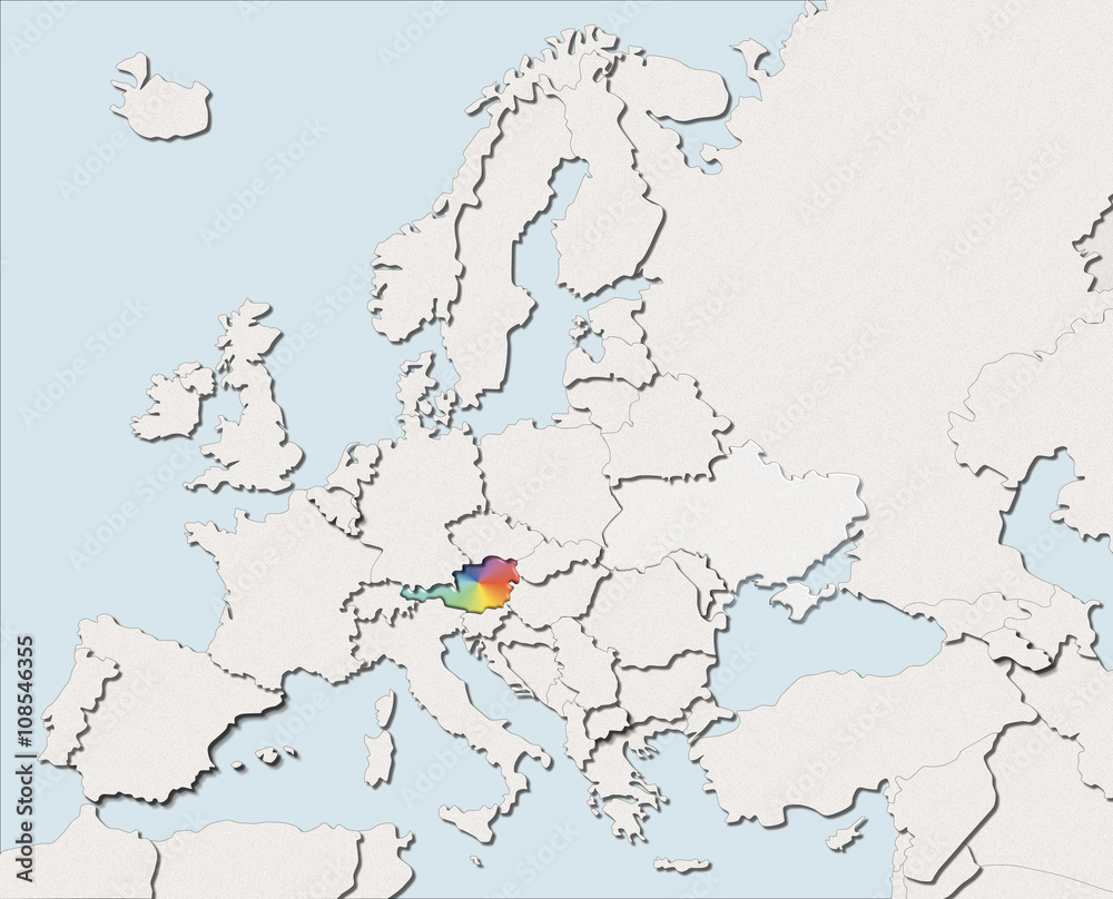 Fototapeta premium Mappa EU bianca e colore Austria