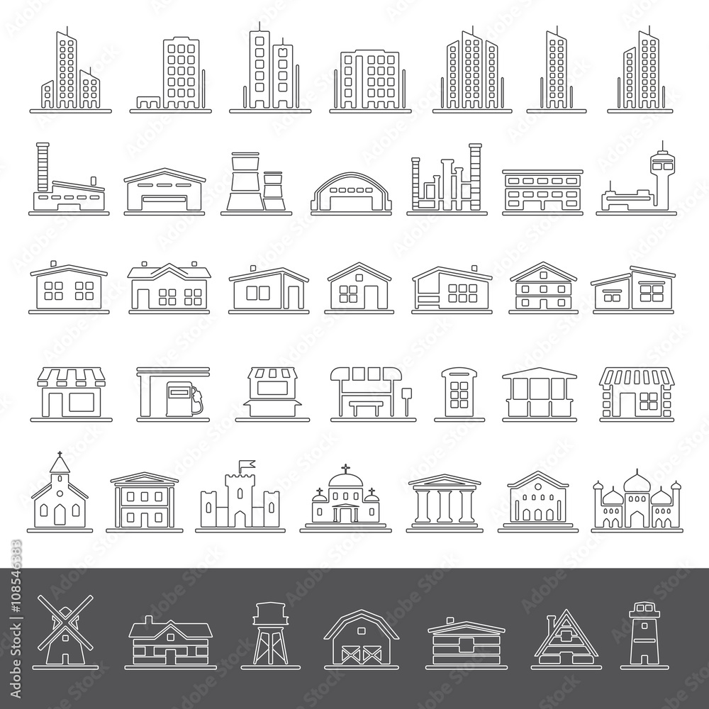 Line Icons - Buildings