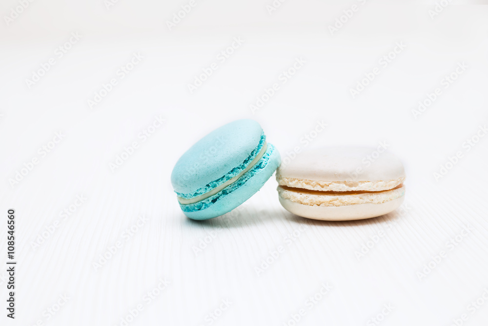 macaroons of white and color aquamarine macaroons of white and color aquamarine