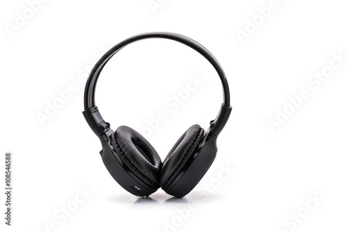 Black headphones isolated on a white background