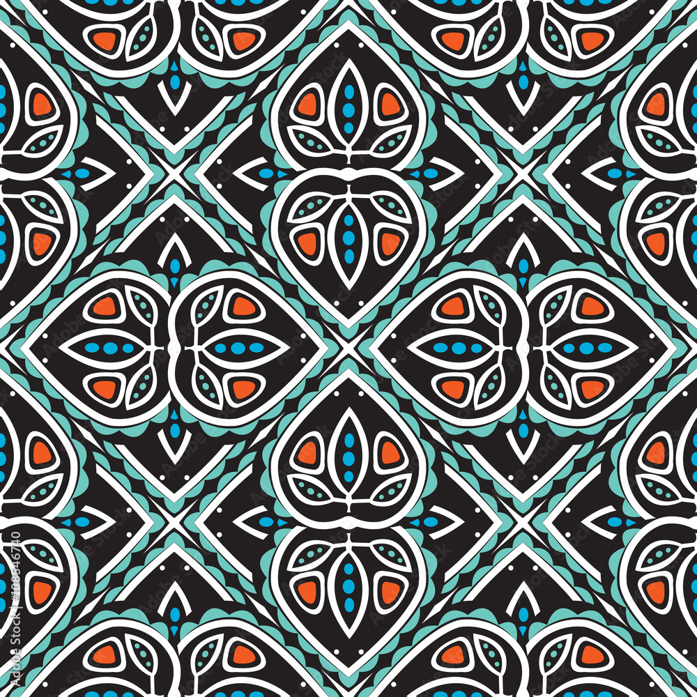 abstract leaves ornament seamless pattern
