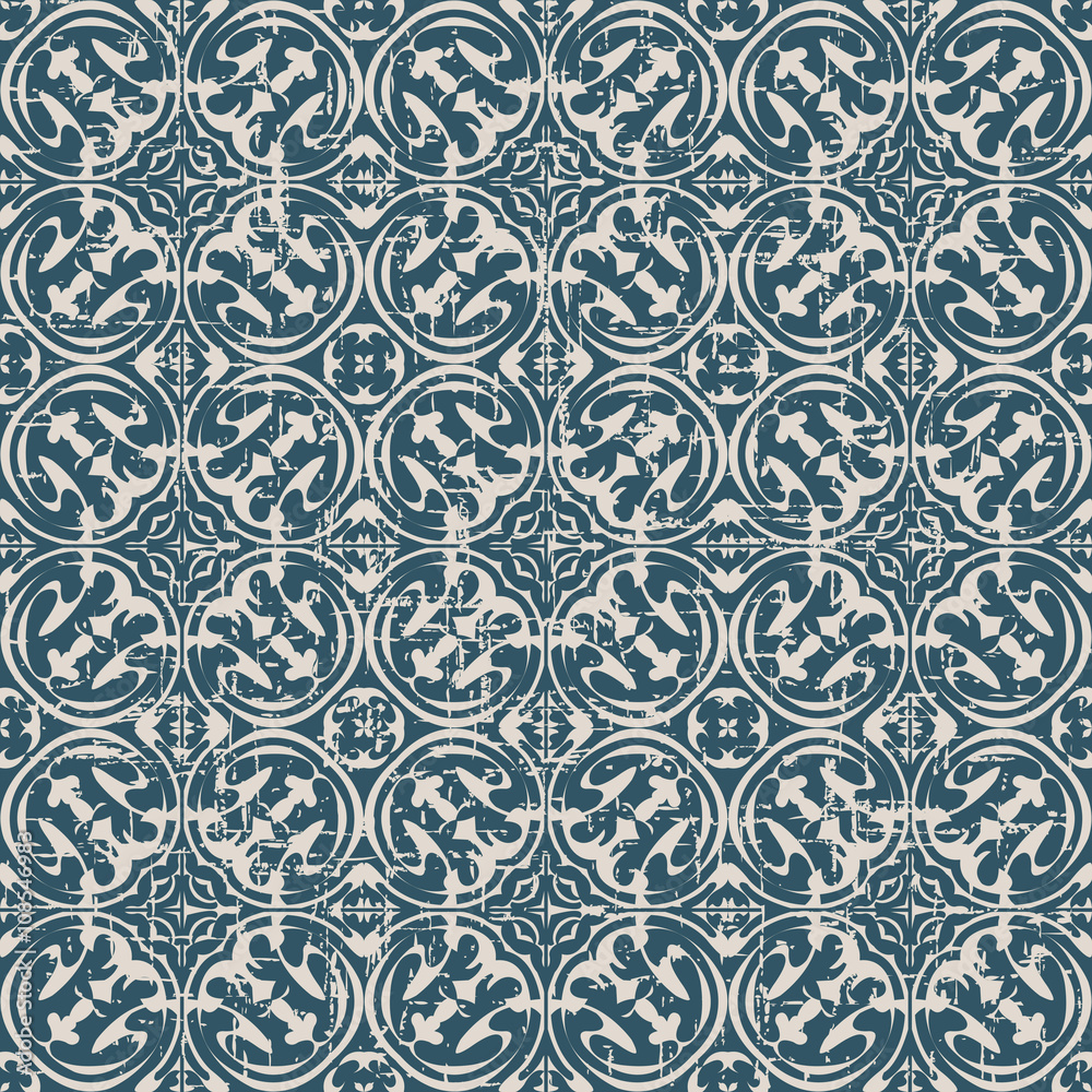 Seamless worn out antique background 0865_round geometry kaleidoscope