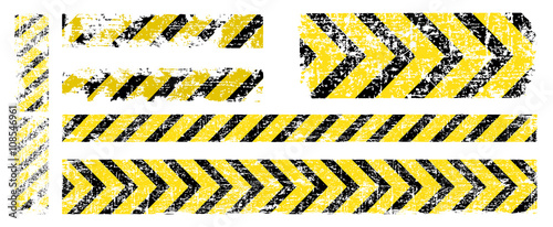 different vector worn yellow black stripe, warning of the danger