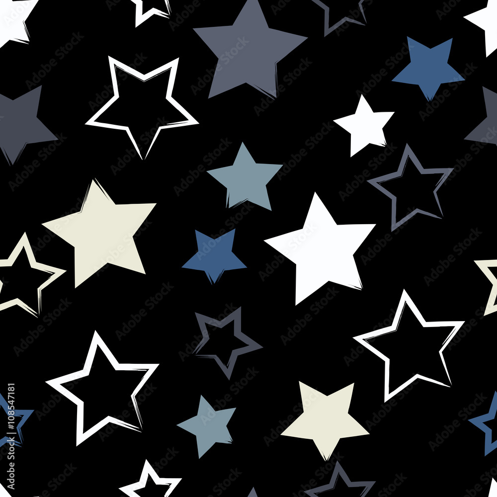Cute vector geometric seamless pattern. Brush strokesand stars. Hand drawn grunge texture. Abstract forms. Endless texture can be used for printing onto fabric or paper Cute vector geometric seamless pattern. Brush strokesand stars. Hand drawn grunge texture. Abstract forms. Endless texture can be used for printing onto fabric or paper
