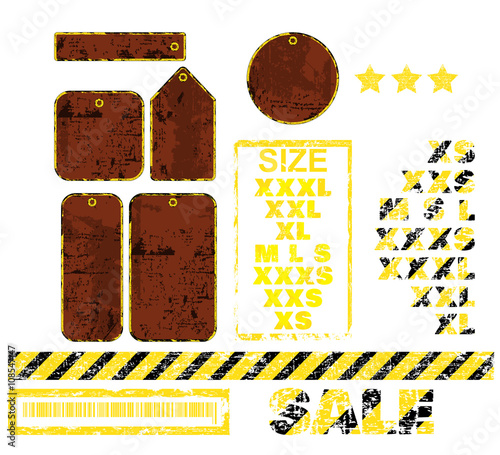 vector blank tags with different shapes in the form of rusty met