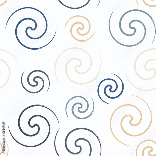Cute vector geometric seamless pattern. Brush strokes, swirl. Hand drawn grunge texture. Abstract forms. Endless texture can be used for printing onto fabric or paper
