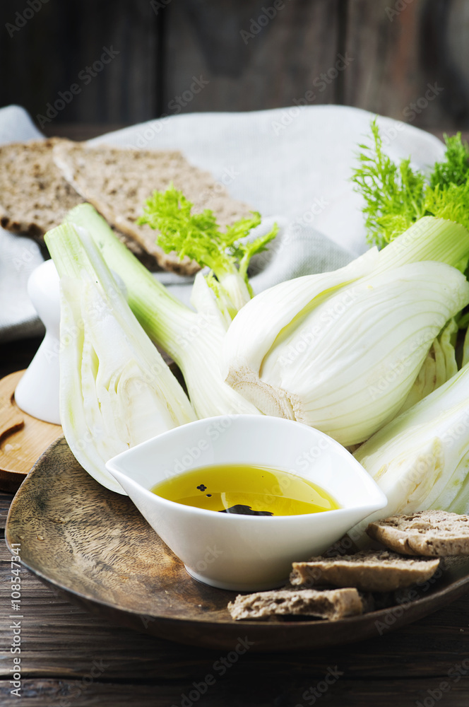 Fresh sweet fennel and olive oil Fresh sweet fennel and olive oil