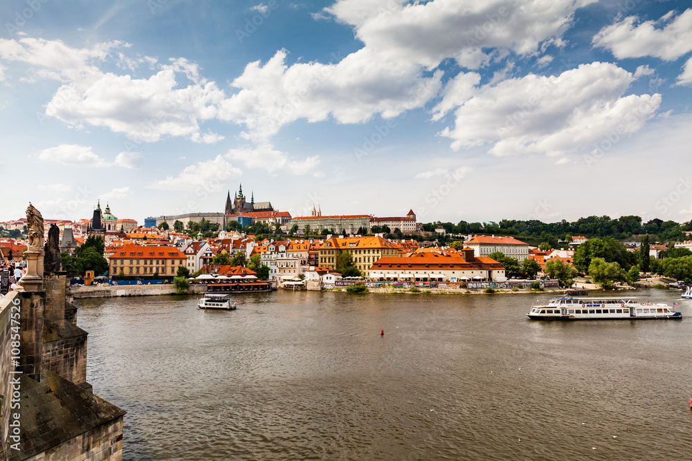PRAGUE, CZECH REPUBLIC - JULY 18: View to the Vltava River from