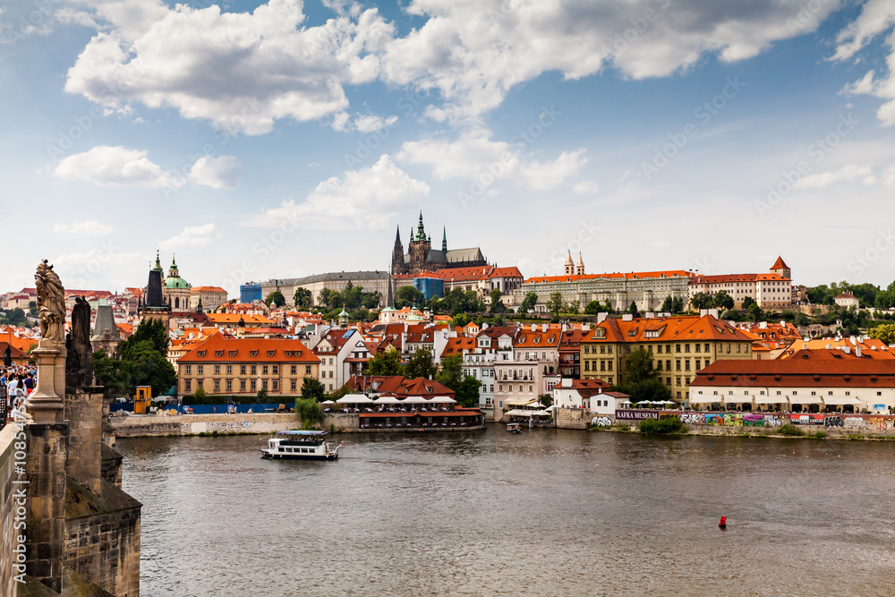 PRAGUE, CZECH REPUBLIC - JULY 18: View to the Vltava River from PRAGUE, CZECH REPUBLIC - JULY 18: View to the Vltava River from
