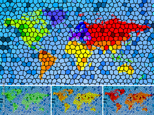 vector world map with mosaic
