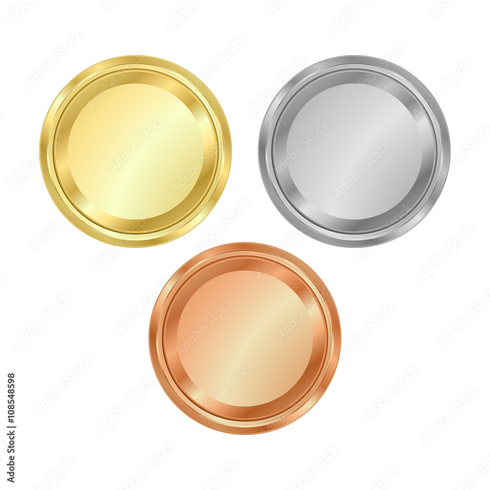 vector round empty polished medals of gold silver bronze. It ca vector round empty polished medals of gold silver bronze. It ca