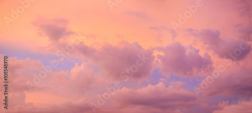 Twilight sky.Panorama purple sky clouds Blue sky with clouds.