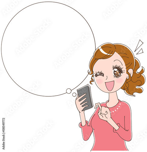 スマホを手にする女性のイラスト