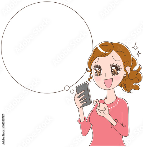 スマホを手にする女性のイラスト