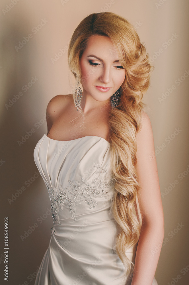 Beautiful blond fiance with professional make up Beautiful blond fiance with professional make up