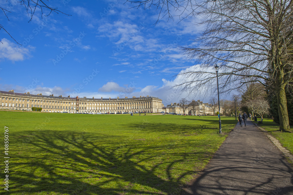 Royal Crescent and Royal Victoria Park in Bath