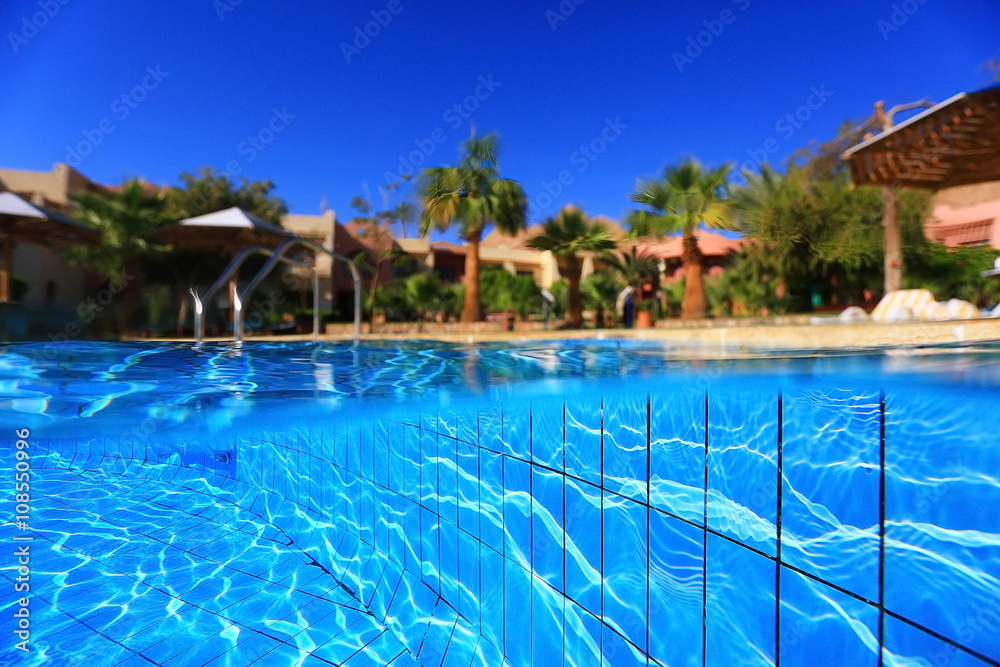 Underwater photos of the hotel resort pool