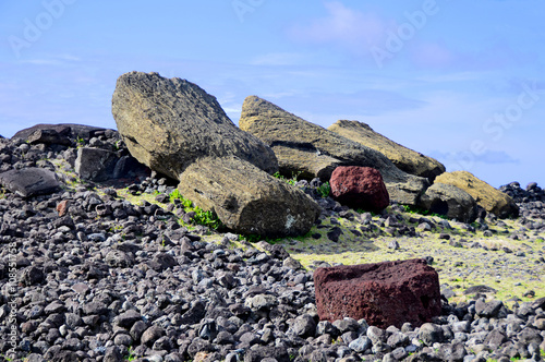 Fotografie Moai statues Te Pito Kura on Easter Island