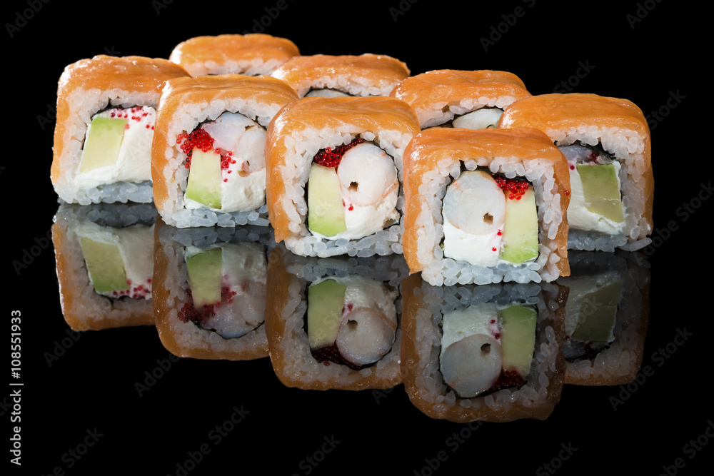 close up of sushi with caviar close up of sushi with caviar