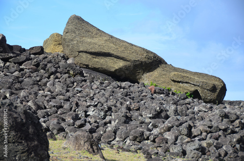 Fotografie Moai statues Te Pito Kura on Easter Island